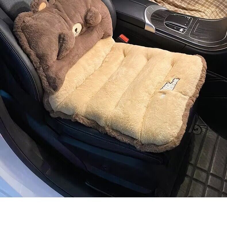 Cuscino per sedile integrato con supporto lombare universale per auto, per tutte le stagioni, in peluche invernale, pezzo unico_voghion.com