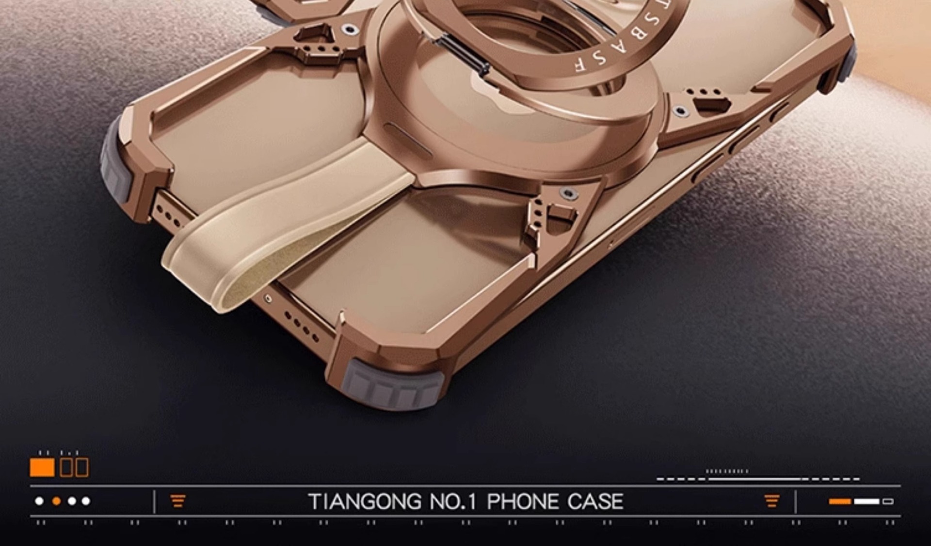 Ốp lưng iPhone 16 Pro Max gương chéo kim loại, giá đỡ 360 độ hút từ tính, chống sốc viền dày — Khung xoay 360 ° bằng kim loại Tiangong-1 màu sa mạc, Táo 16pro chi tiết 2