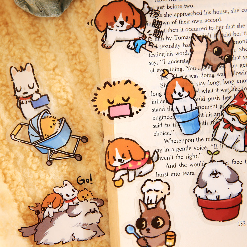 Paquete de pegatinas Youyou Brin Estación de emociones para perros Paquete de emoticonos para cachorros divertidos Pegatinas de texto de bendición Decoración diaria