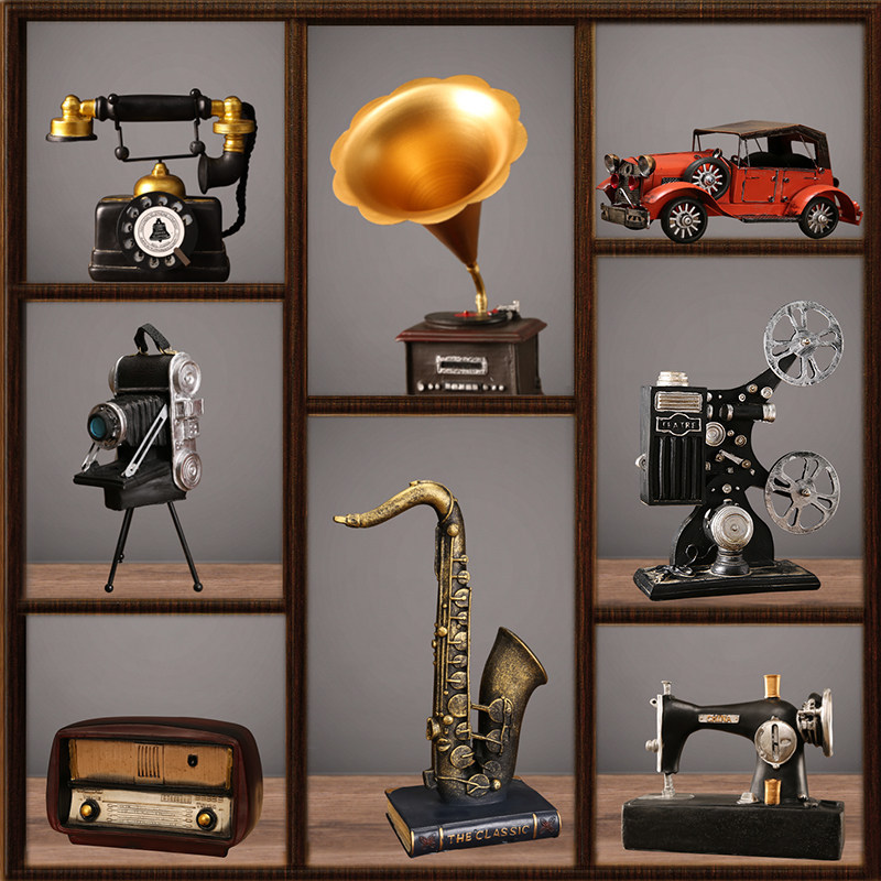 Retro American-Style Telephone Ornaments, Home Living Room Wine Cabinet Decorations, Home Nostalgic Phonograph, Clothing Store Small Ornaments