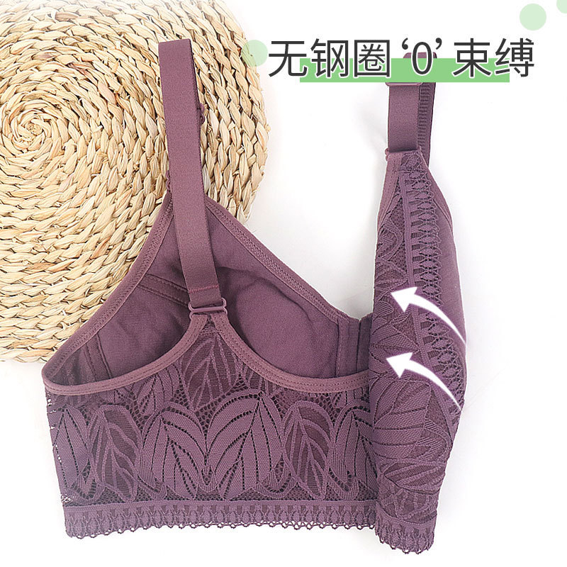 Nueva suave taza de algodón cremallera frontal de mediana edad y ancianos ropa interior de las mujeres correa de hombro ajustable inalámbrica más sujetador de tamaño