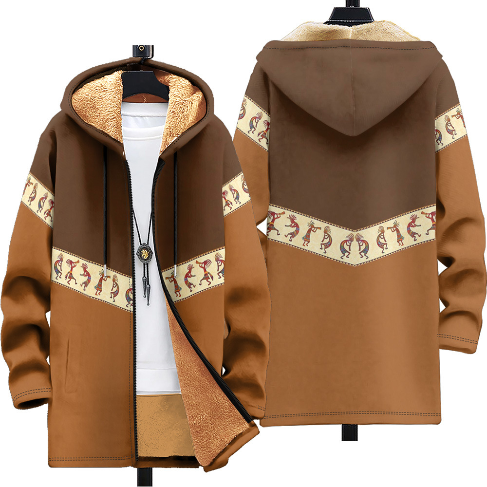 Men's autumn and winter multi pattern Christmas cotton jacket DIY with velvet 3D printing hooded cardigan zipper pocket_voghion.com