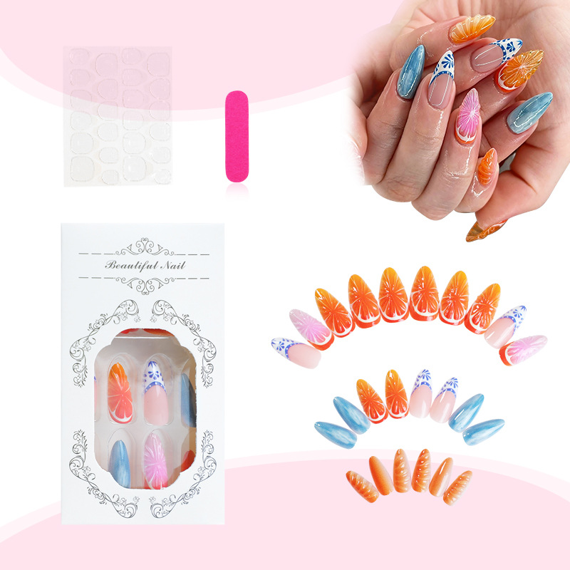 40g Weight press-on nails Nail Supplies 1 Set Quantity ABS Material Orange Pattern Casual, French Style Style Casual French Style Orange ABS Press-on Nails 1 Set 1