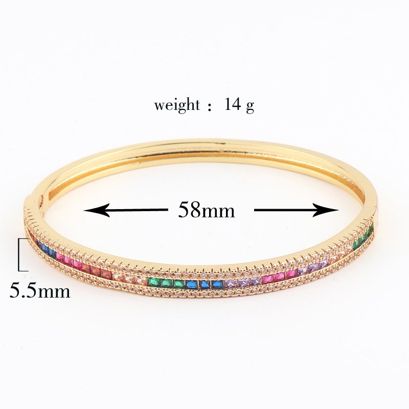 Glam Geometric Copper Bangle Inlay Zircon Copper Bracelets