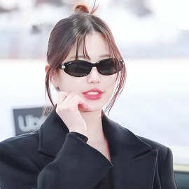 韩版复古高级感张元英同款椭圆猫眼墨镜女款网红太阳镜潮度假防晒