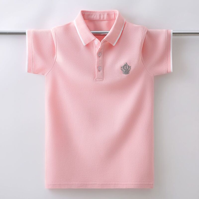 Boys and Girls T-Shirt Short-Sleeved Medium and Large Kidsren's Polo Shirt Pure Cotton Preppy Style Lapel Boys and Girls Student Summer T-Shirt Boys and Girls T-Shirt Short-Sleeved Medium and Large Kidsren's Polo Shirt Pure Cotton Preppy Style Lapel Boys and Girls Student Summer T-Shirt