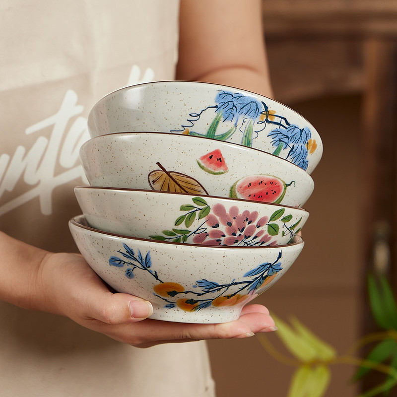 Underglaze Color Ceramic Bowl Chinese Rice Bowl Household High-Looking Eating Bowl Noodle Bowl High Temperature Resistant Thickened Soup Bowl Underglaze Color Ceramic Bowl Chinese Rice Bowl Household High-Looking Eating Bowl Noodle Bowl High Temperature Resistant Thickened Soup Bowl