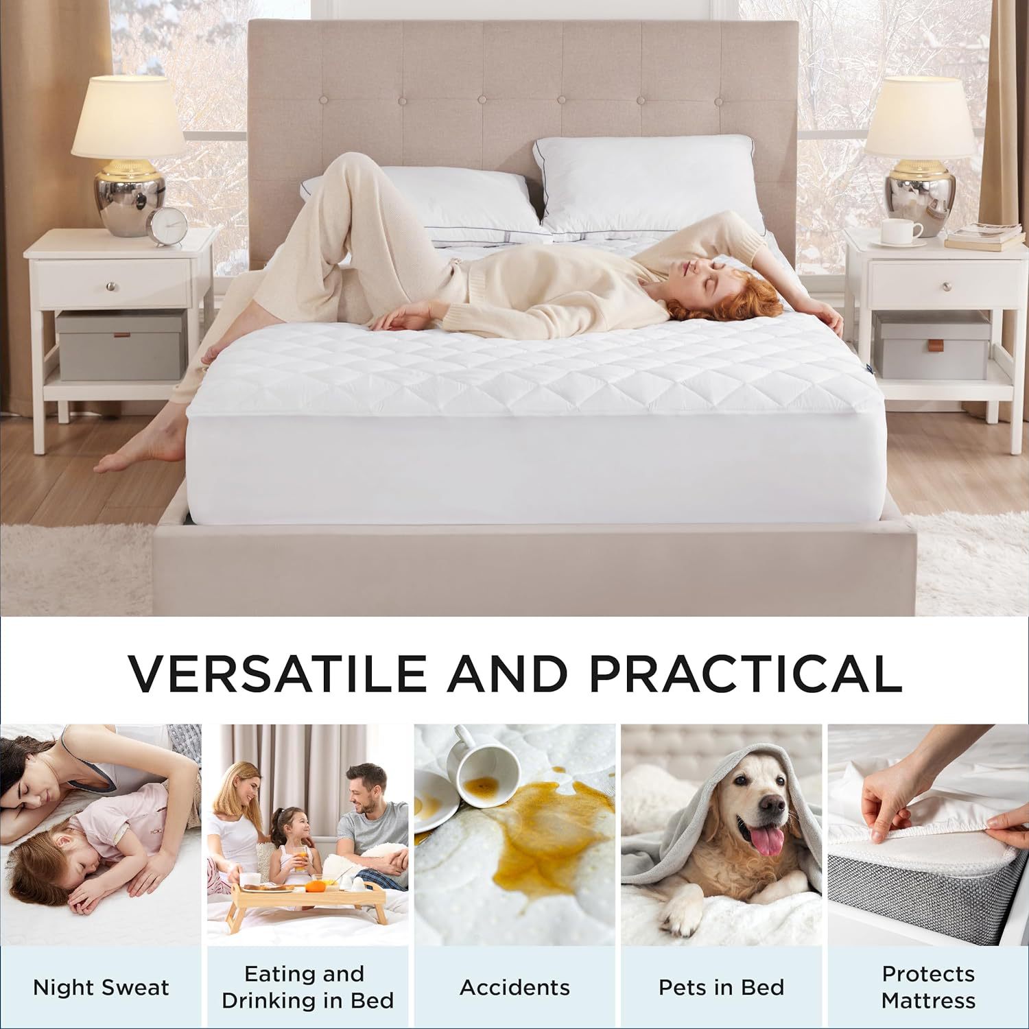 Suministro directo de fábrica Amazon transfronteriza colcha impermeable paño cepillado sábana ajustable colchón cubierta protectora