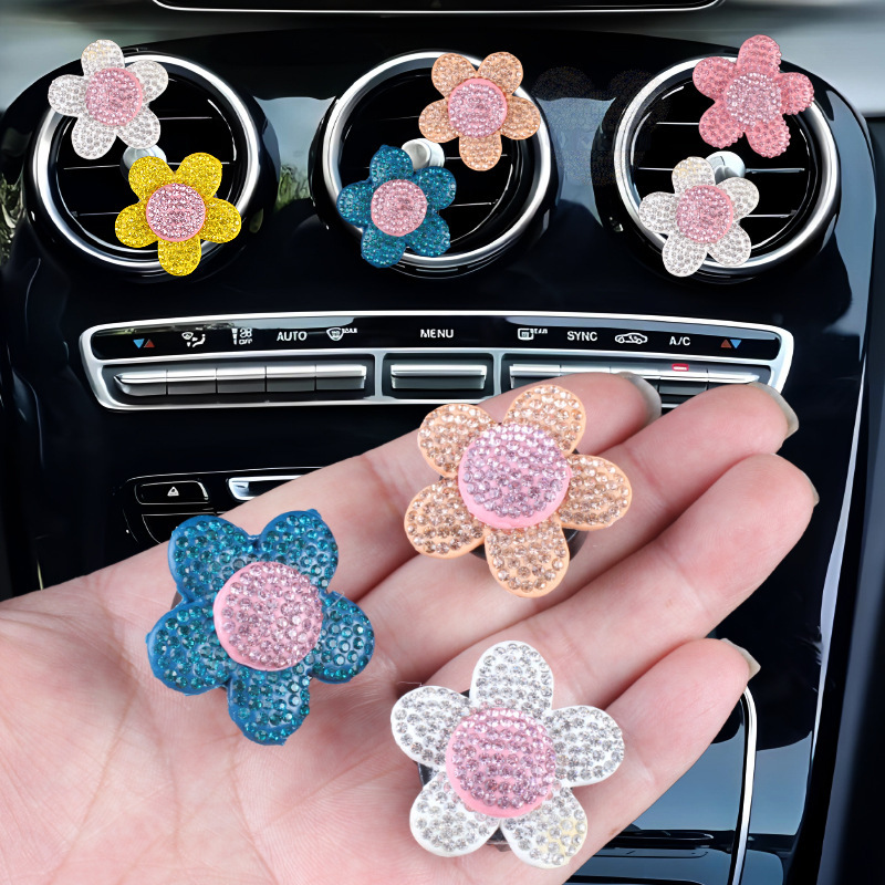 Comercio electrónico transfronterizo cerámica barro flores diamantes coche aire acondicionado salida de aire clip de aromaterapia decoración clip de perfume adorno