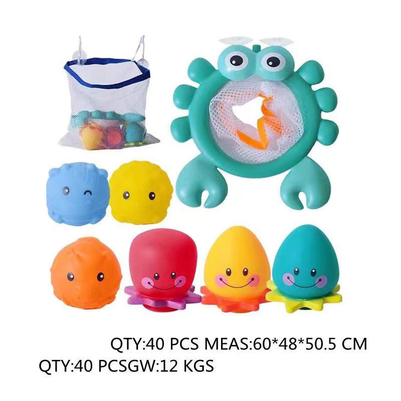 Amazon baño para niños baño de agua jugando cangrejo tiro de juguete baño spray de agua de vinilo animal combinación de almacenamiento