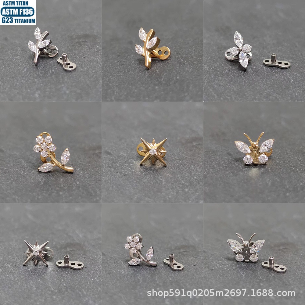 Pointed labret stud close-up product detail