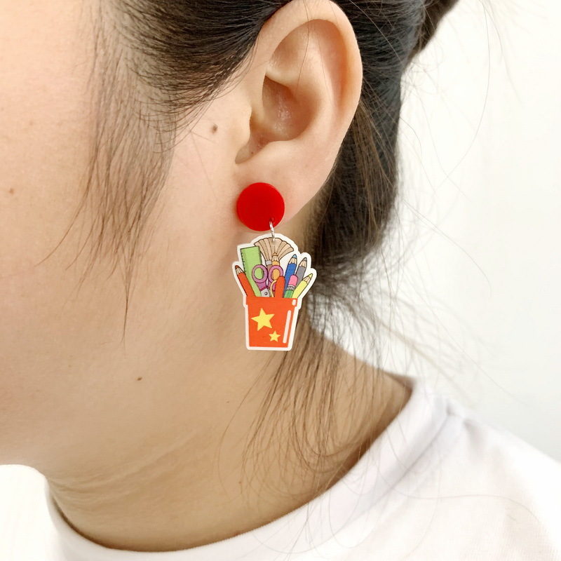 1 Pair Fashion Printing Arylic Printing Drop Earrings display picture 2