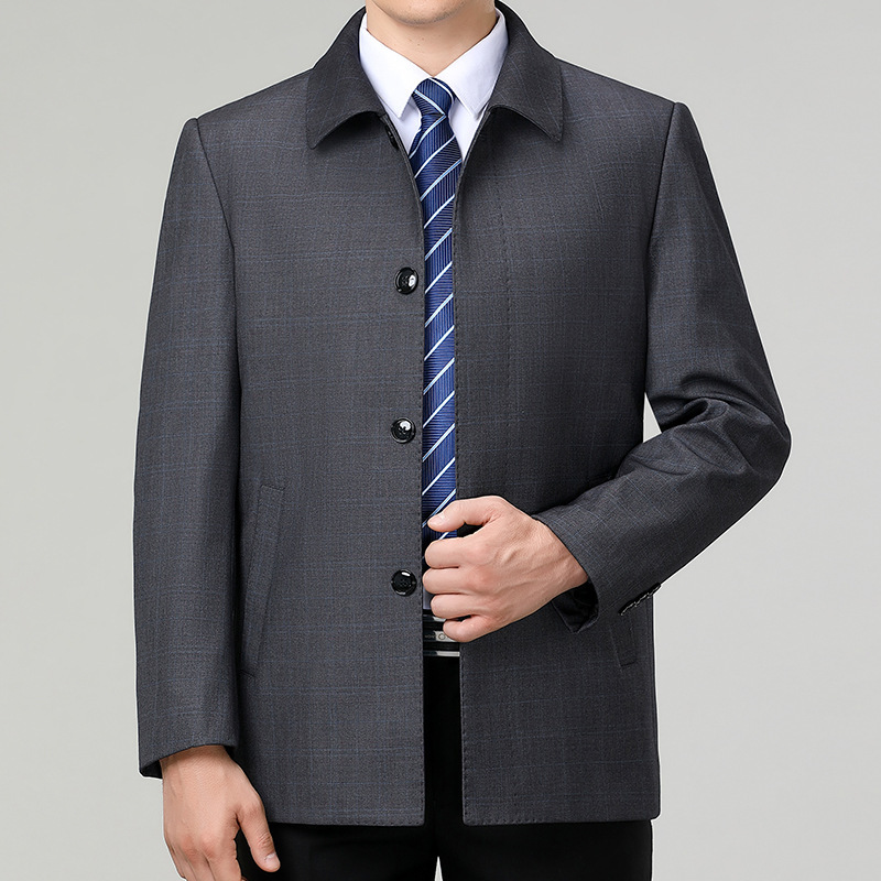 2026 Spring/Autumn Men's Short Trench Coat for Middle-Aged and Elderly, Suitable for Fathers, Business Casual Loose-Fitting Jacket, Thin Style