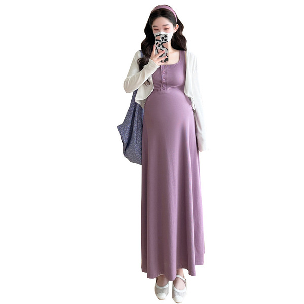 Summer long fashionable dress for pregnant sleevless