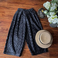 一件代发夏季褶皱阔腿裤女宽松显瘦2XL大码垂感九分休闲裤女