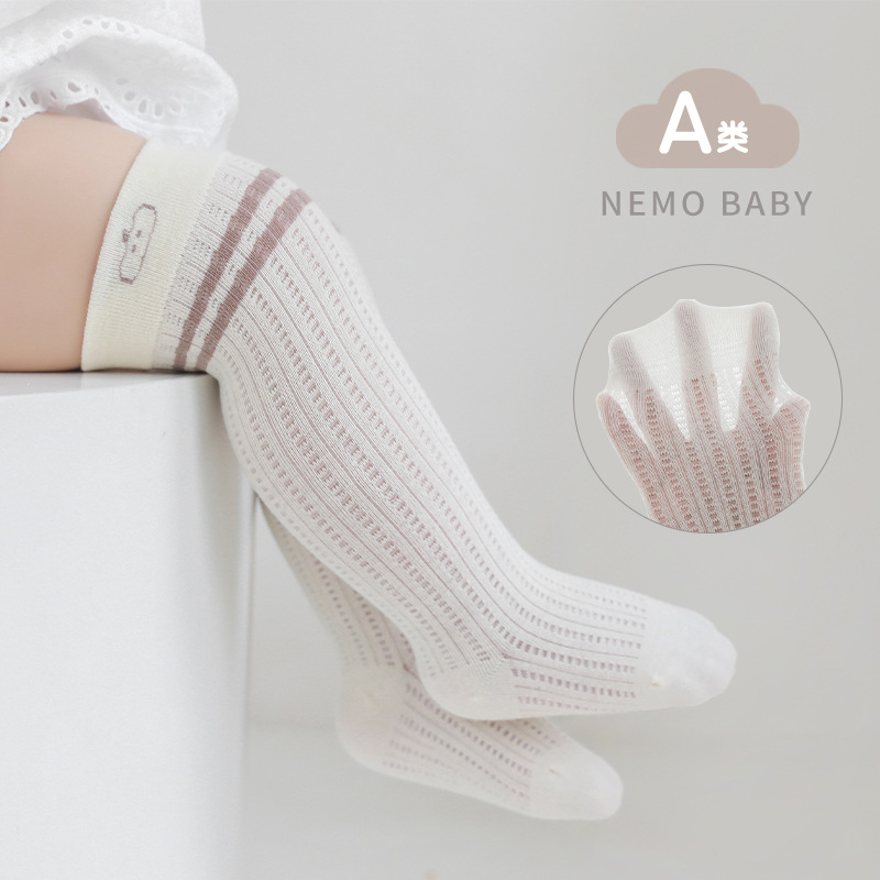 Calcetines de bebé medias delgadas de verano boca suelta pierna deshuesada sobre la rodilla bebé recién nacido pierna larga calcetines anti-mosquito
