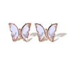 Acrylic earrings with butterfly, zirconium, accessories, European style, micro incrustation