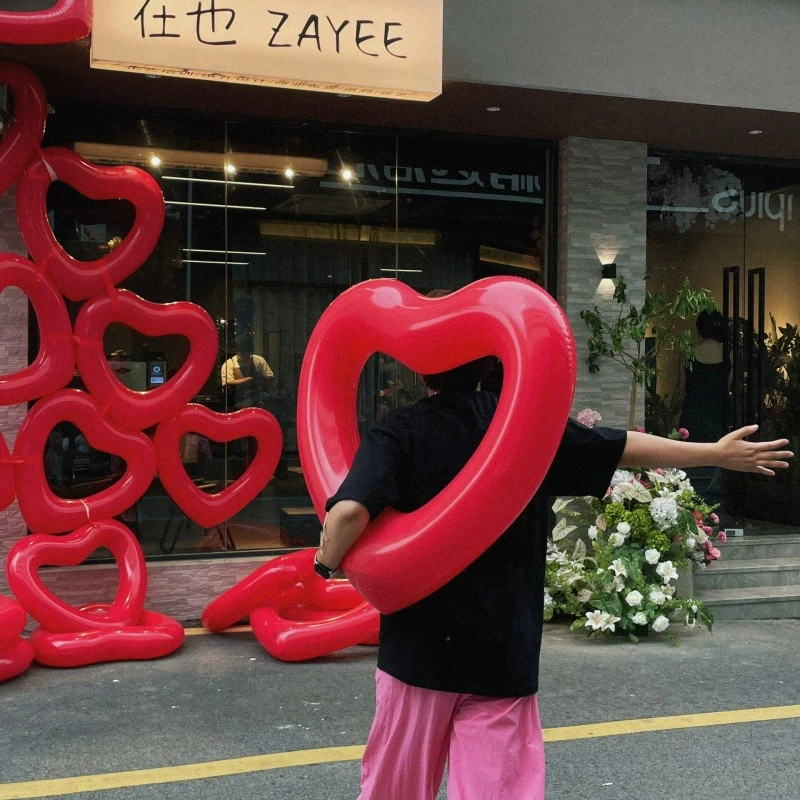 В наличии INS модное кольцо для плавания в форме сердца, фоновое украшение, сердце на День святого Валентина, инструмент для проверки фото, кольцо для плавания в воде