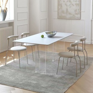 Acrylic Minimalist Dining Table Rock Board Suspension Household Small Apartment Light Luxury Dining Table and Chair Modern Simple Rectangular Dining Table