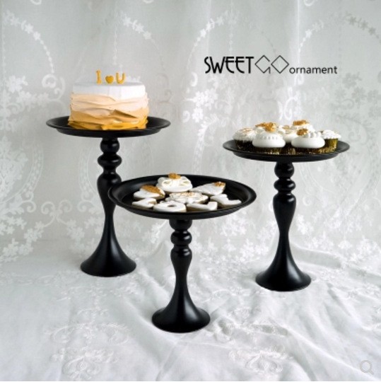 Plato de pastel negro, accesorios de fotografía de alimentos, estantes de pastel de hierro forjado, mesa de postres, plato de bocadillos creativo