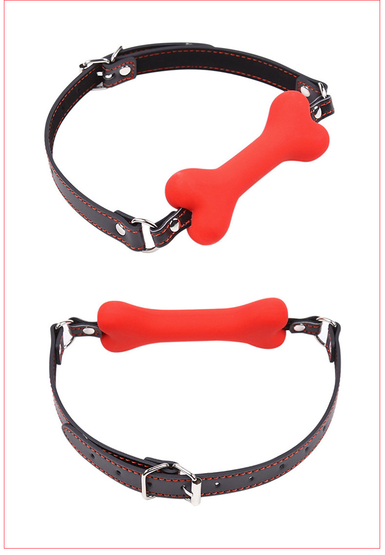 Silicone Dog Bone Mouth Gag for Couples Bondage Play, Soft TPE, Black — detail image 18