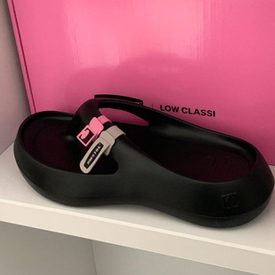 Tawto Black Shoes with Thick Soles That Feel Like Stepping on Shit, Toe-Clamping Sandals for Beach and Seaside Vacations, Ultra-High Heel Sandals That Are Comfortable for Outdoor Wear