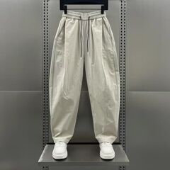 2025年新作夏メンズシンプル無地デザインカジュアルパンツ万能ハイエンドシミターストレートワイドパンツ