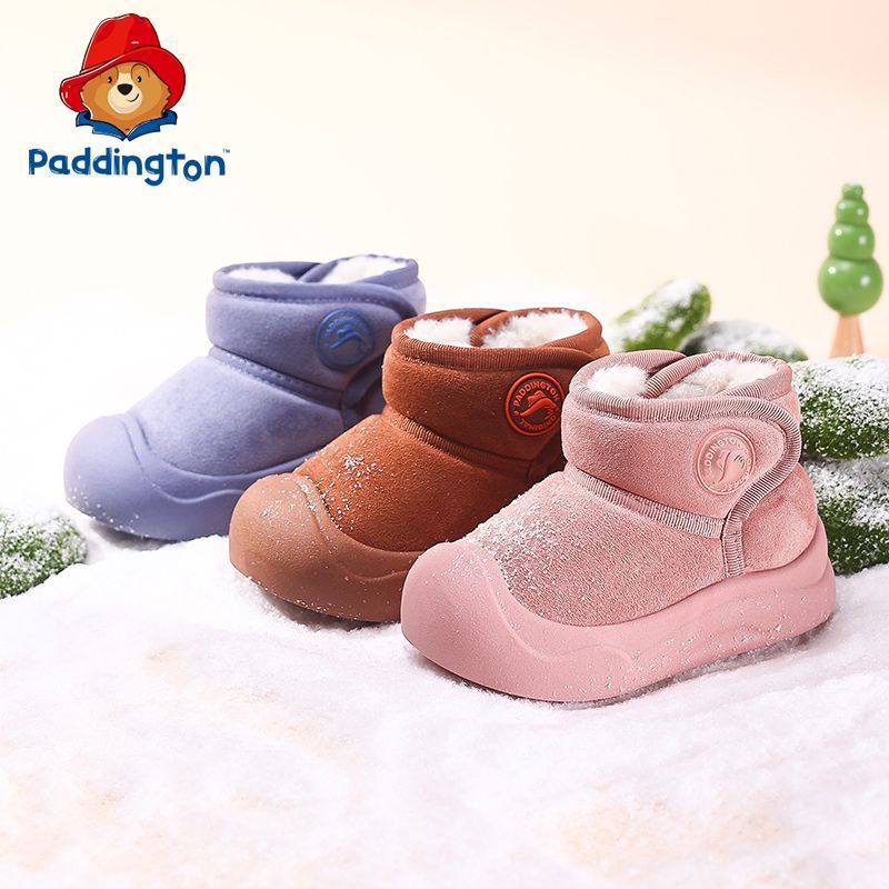 Paddington Bear Kidsren's Snow Boots Baby Shoes Winter Velvet Thickeneded Boys and Girls Infant Cotton Shoes