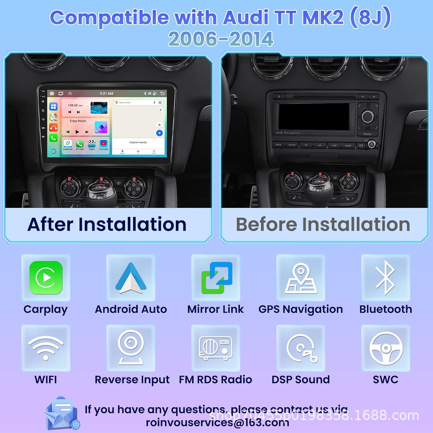Suitable for 08-14 Audi TT car navigation physical button knob all-in-one machine central control large screen 7 inch/9 inch