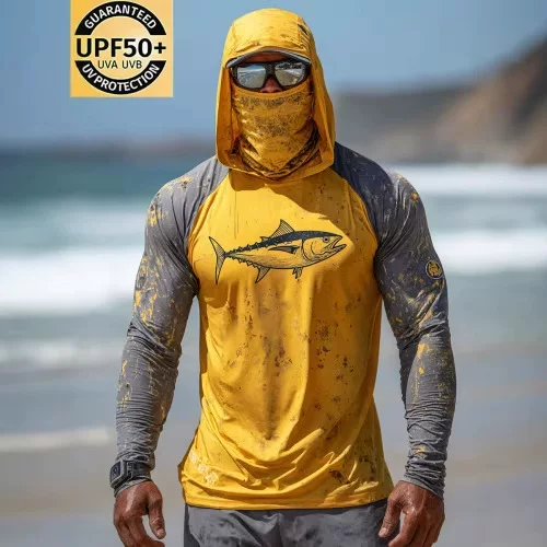 Amazon's Best-Selling Men's Long-Sleeve Raglan Hooded Sun Protection Clothing with Thumb Sleeves and Face Mask