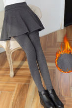 秋冬加绒加厚假两件打底裤女外穿百搭网红韩版高腰显瘦女生裙裤潮