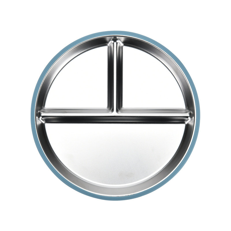 Platos de acero inoxidable con ventosa, silicona antideslizante, aislamiento térmico, niños