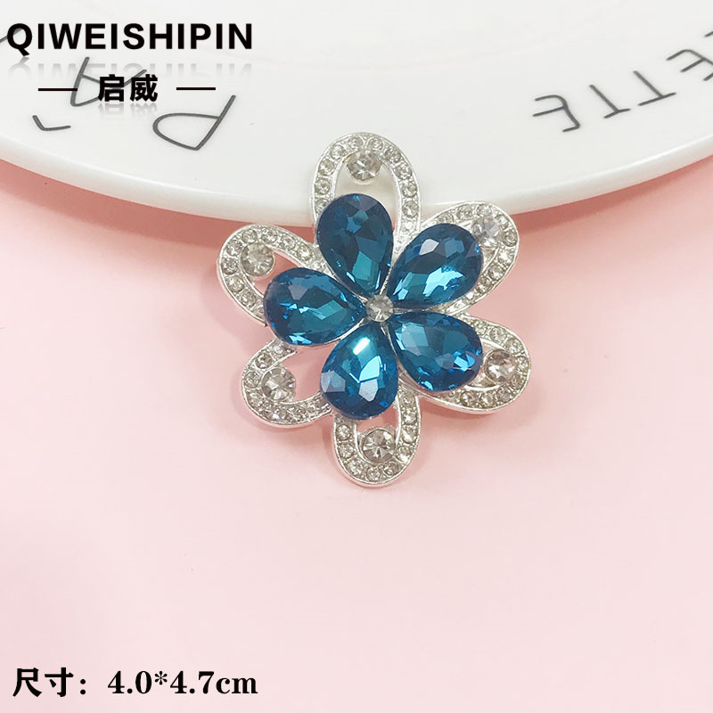 启威长方形花盘珍珠钻五角diy材料 水钻扣鞋包包花配饰  合金配件|undefined