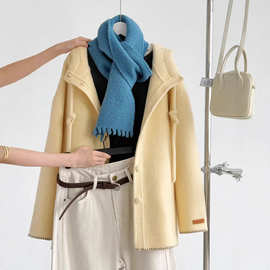 连帽中长款双面羊绒大衣女2025秋冬高级感韩系文艺外套FS05