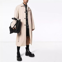 24年秋季新款时尚学院男士中长款风衣长款纯棉纯色翻领大衣 YF35