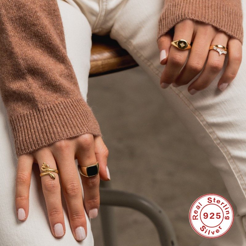 925 Sterling Silver Material 925 Sterling Silver Snake Open Rings