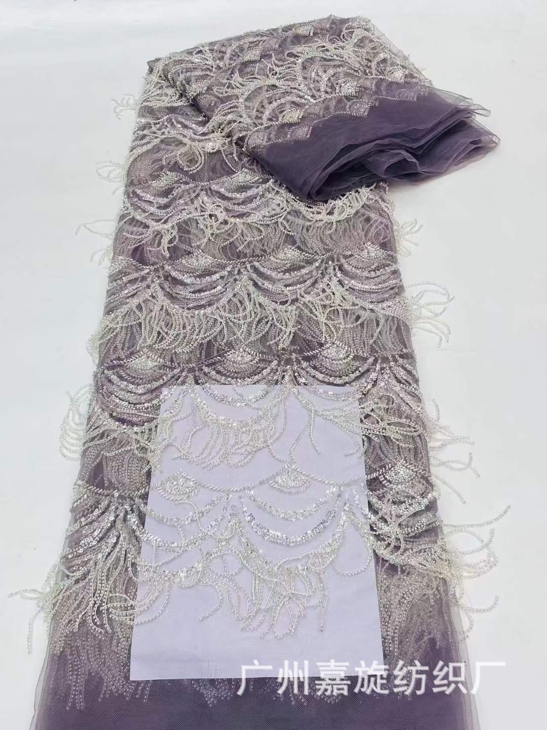 Bordado completo DIY moda desgaste de noche borla cordón del tubo tela encaje vestido regalo ropa malla JX3961