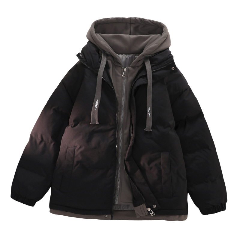 Fake Two Piece Men's Spring New Fashion Brand Jacket ins Autumn and Winter Thickened Down Cotton_voghion.com