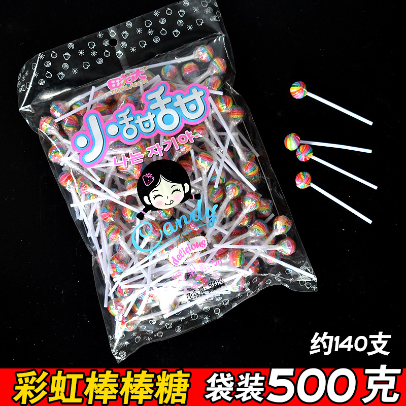 미니 레인보우 롤리팝 [ 0.5kg 봉지에 약 140개입