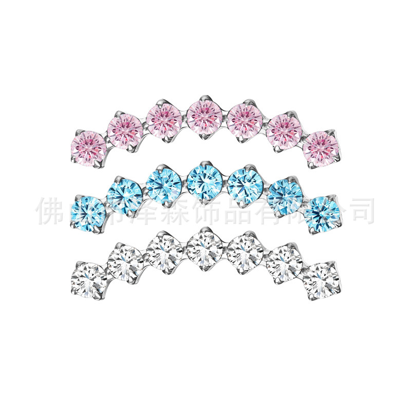 F136 Titanium Ear Studs with 5A Zirconia Cartilage Labret Lip Piercing Jewelry Seven-Stone detail image 8