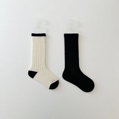 春夏新款移圈鏤空網眼黑色兒童襪男女童拼色中筒襪寶寶襪子簡約薄