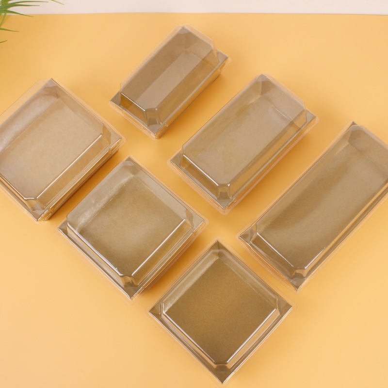Sandwich Packaging Box Snow Mei Niang Kraft Paper Rectangular Square Pastry Box Baking Cut Cake Box