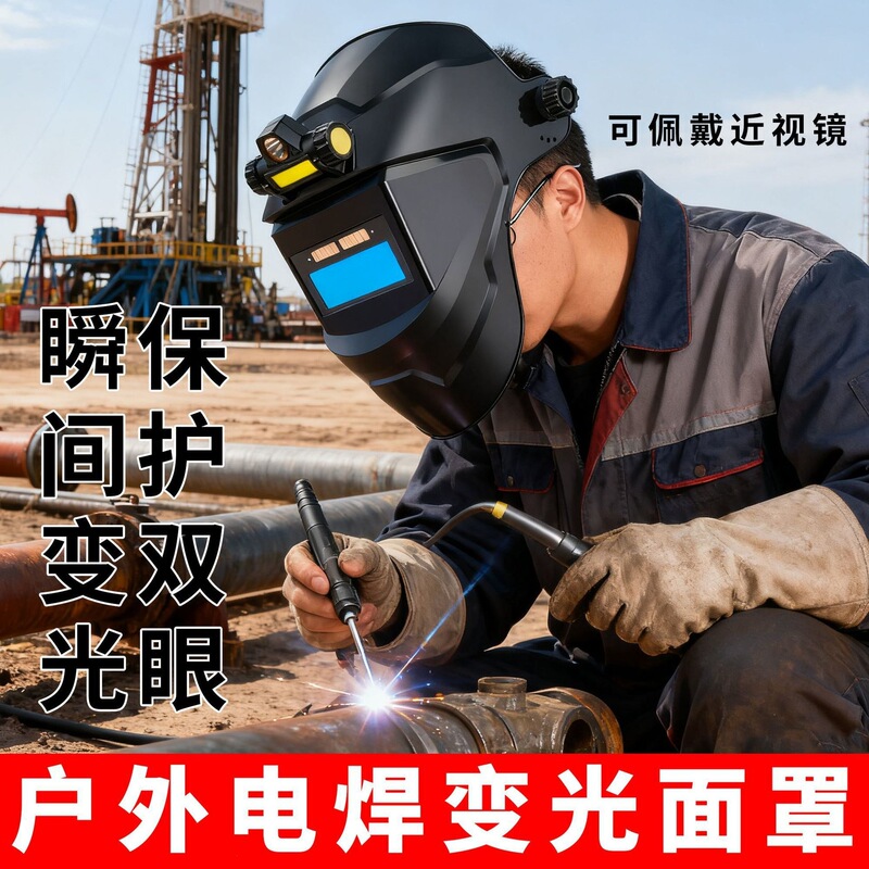 Welding Mask to Prevent Face Burns, Lightweight Head-Mounted Strong Light-Changing Welding Protective Mask, Fully Automatic Welding Mask Welding Mask to Prevent Face Burns, Lightweight Head-Mounted Strong Light-Changing Welding Protective Mask, Fully Automatic Welding Mask