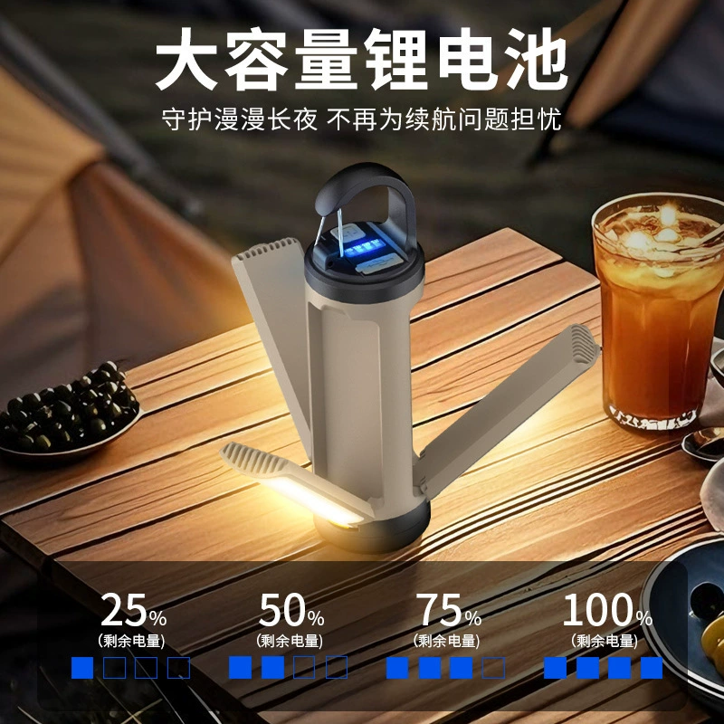 [户外便携式LED悬挂露营灯type-c充电可90°折叠带挂钩野营帐篷灯]