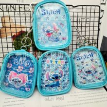 创意史迪奇零钱包挂件小号收纳包高颜值PVC透明双层化妆品收纳包