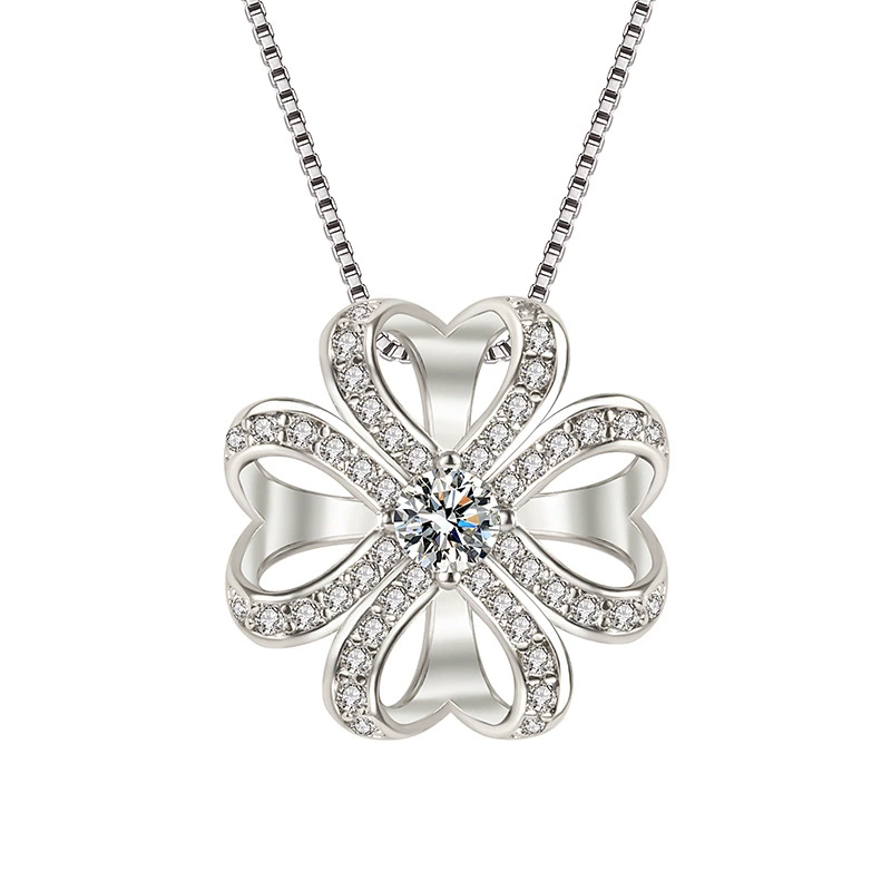 Платиновая подвеска, трендовая цепочка в виде сердца, инкрустированная бриллиантами
