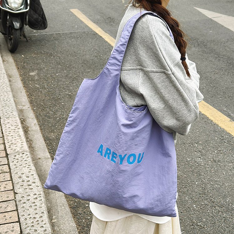 New Niche Letter-Print Shoulder Bag, Large Capacity Designer Style Versatile Canvas Bag for Women, Trendy Shopping Tote