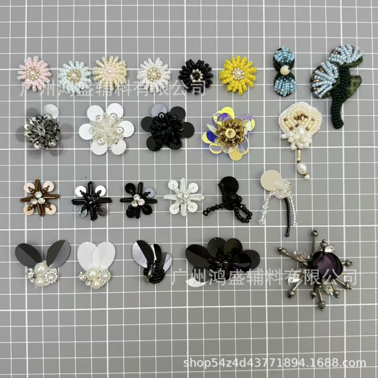 多巴胺花朵辅料手工钉珠装饰花鞋花鞋帽花饰亮片小花朵扣子布贴