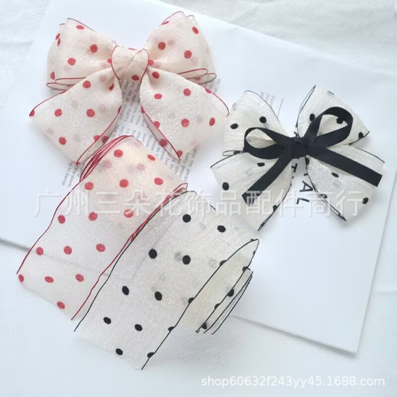 5CM retro starry sky dot bubble fabric gauze belt handmade hair accessories headdress material DIY jewelry accessories homemade butterfly