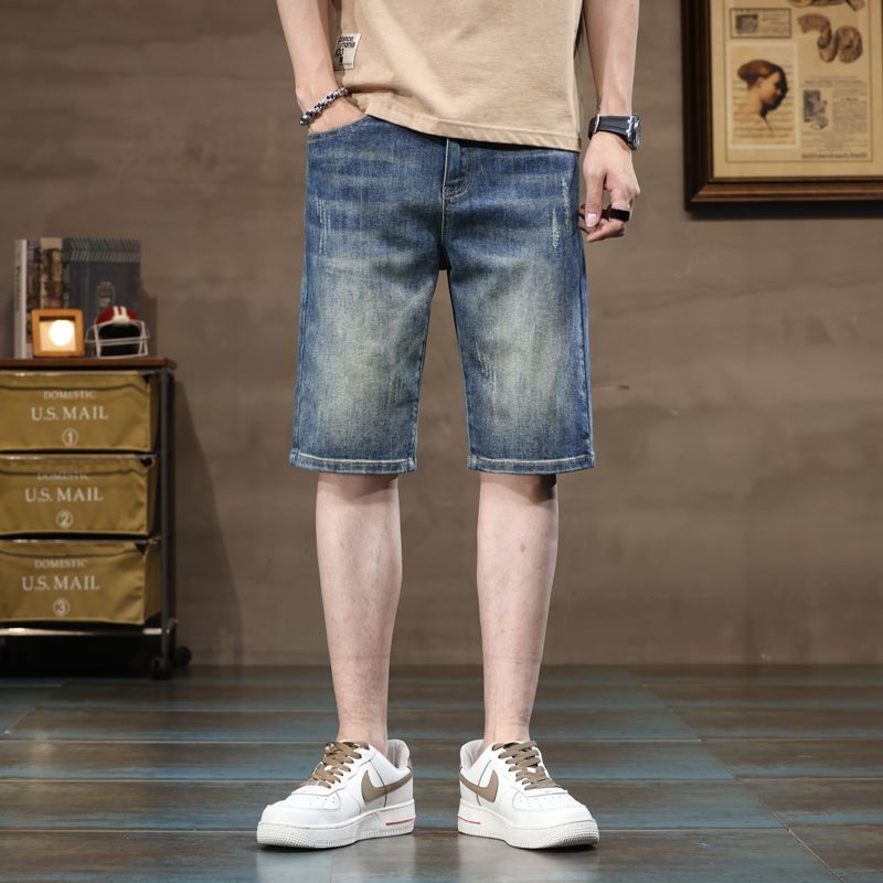 Men's Denim Shorts 2025 Summer Thin Loose Straight Trendy Casual Mid-Length Versatile Five-Point Shorts Men's Pants